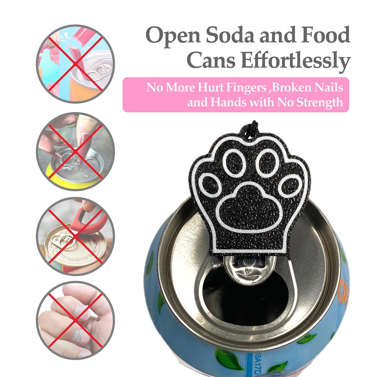 CTABPALS Soda Can Opener Pop Can Tab Opener With Keychain Strap Help for Long Nails,Kids,Sore Hands,Arthritis