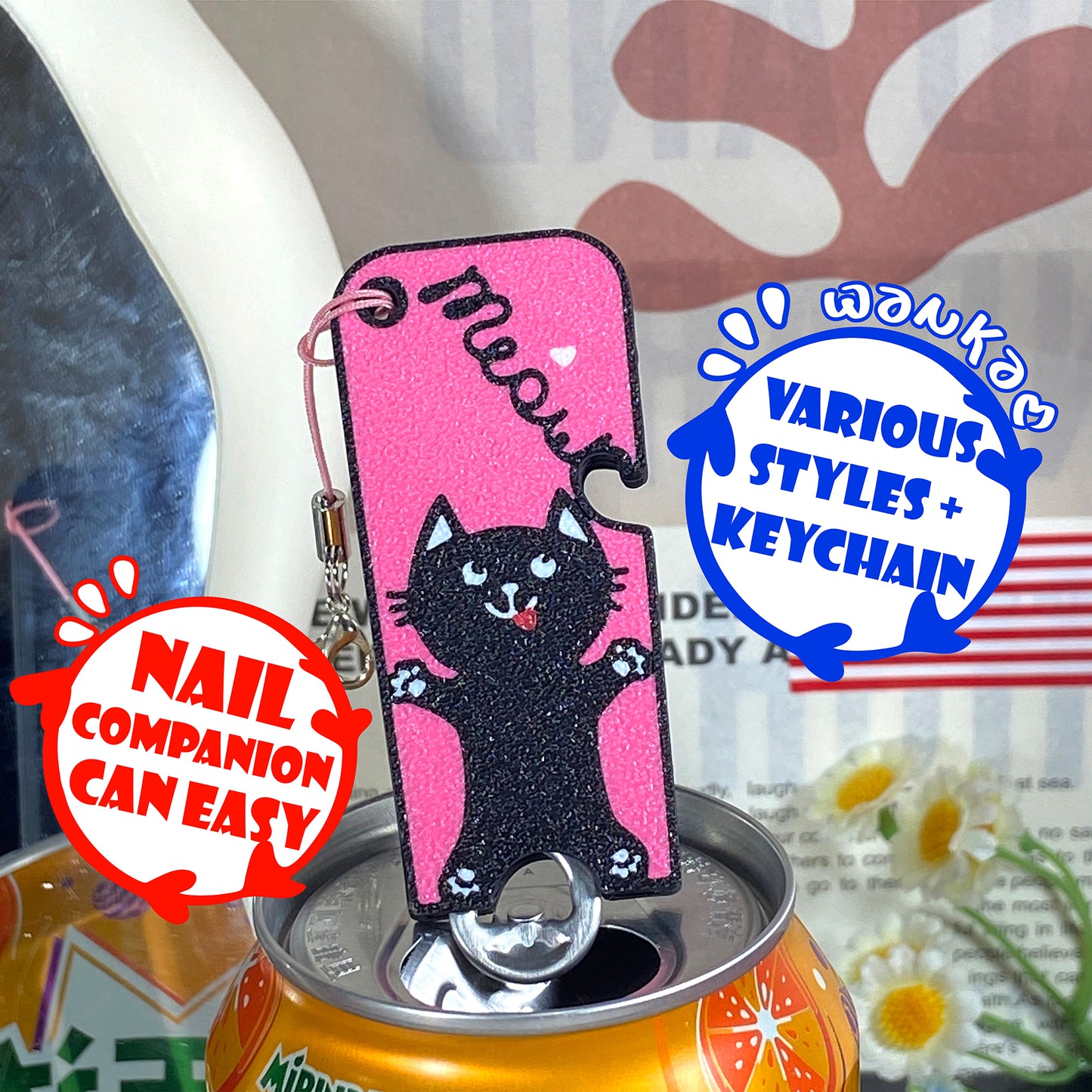 CTABPALS 2 in 1 Soda Can Opener Pop Can Tab Opener Keychain Help for Long Nails,Sore Hands,Arthritis