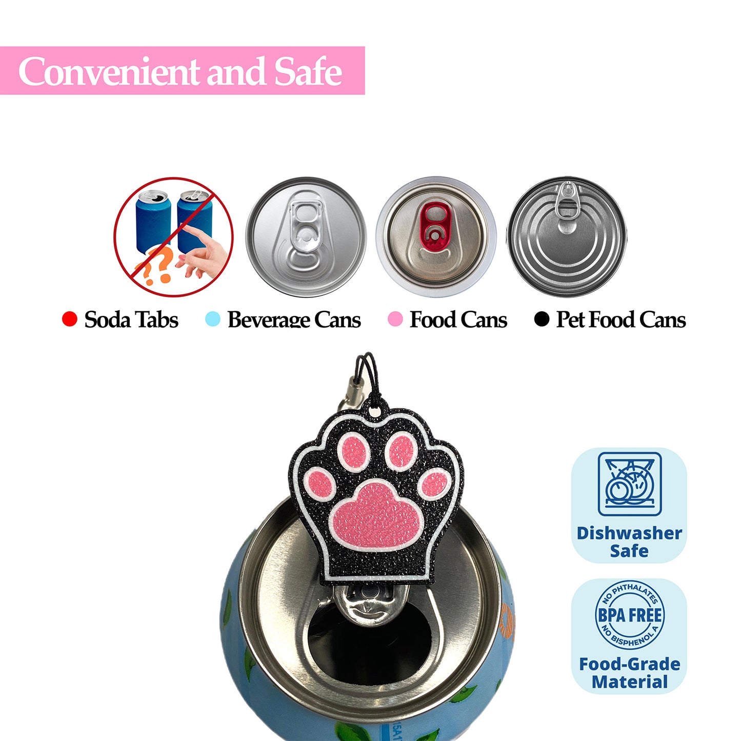 CTABPALS Soda Can Opener Pop Can Tab Opener With Keychain Strap Help for Long Nails,Kids,Sore Hands,Arthritis