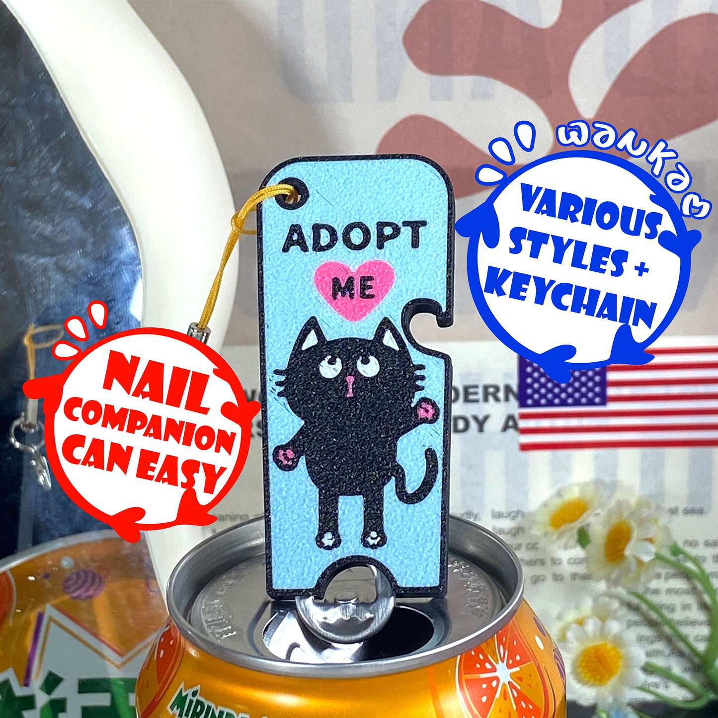 CTABPALS 2 in 1 Soda Can Opener Pop Can Tab Opener Keychain Help for Long Nails,Sore Hands,Arthritis