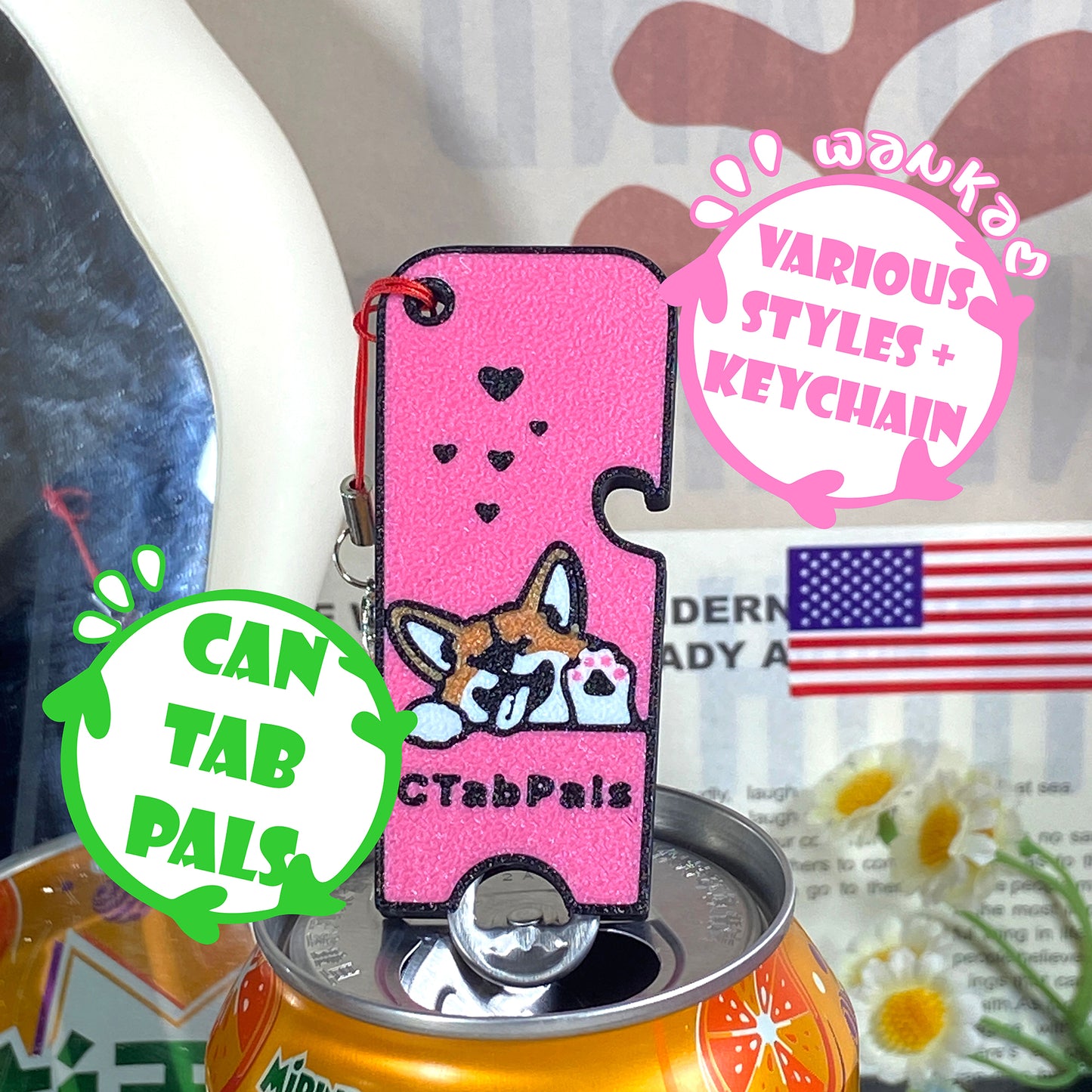 CTABPALS 2 in 1 Soda Can Opener Pop Can Tab Opener Keychain Help for Long Nails,Sore Hands,Arthritis
