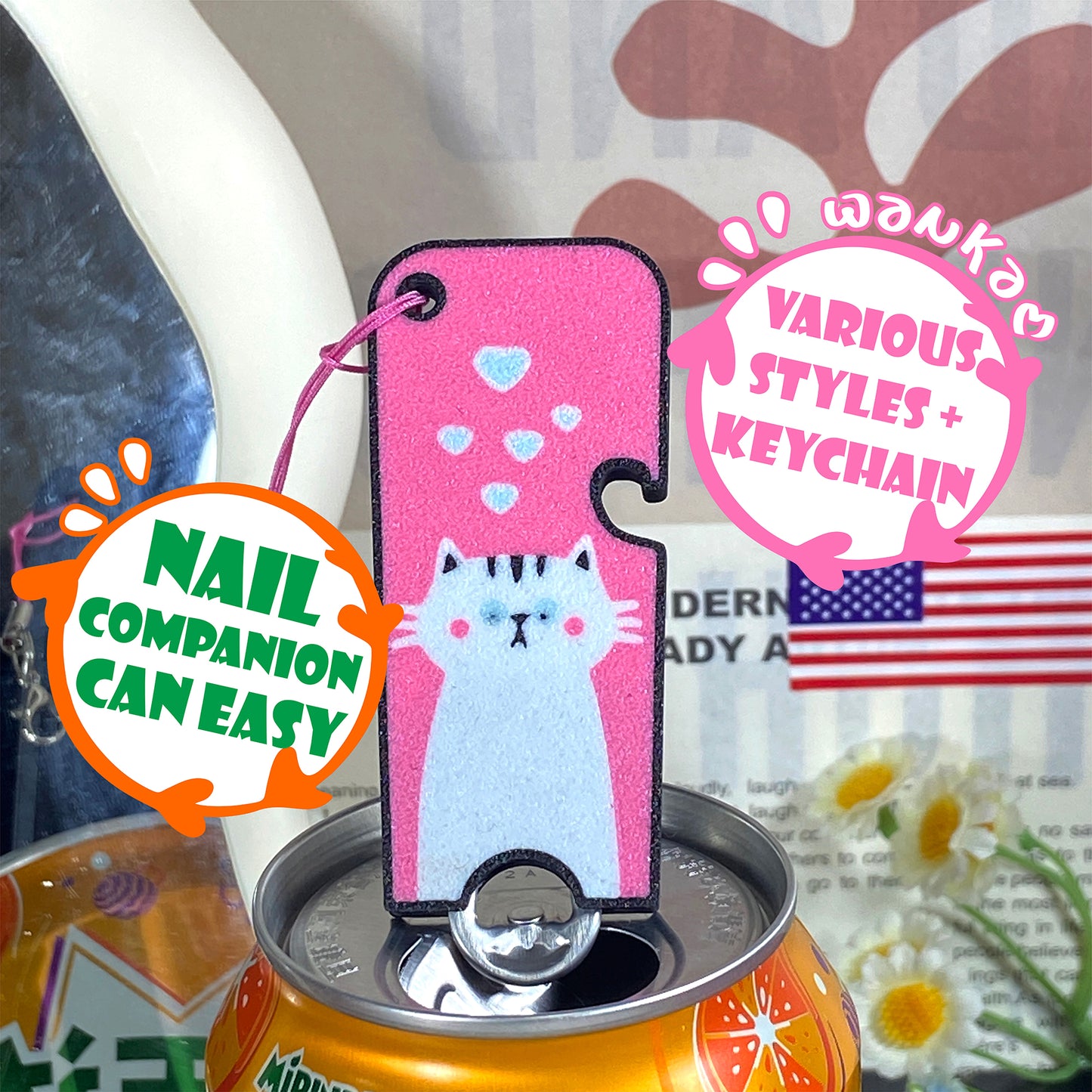 CTABPALS 2 in 1 Soda Can Opener Pop Can Tab Opener Keychain Help for Long Nails,Sore Hands,Arthritis